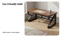 Solid Wood Computer Desk Spacious Work Surface Simple Office Desk Sturdy Construction Metal Frame Study Table for Students, Adults, Bedroom, Dorm Room