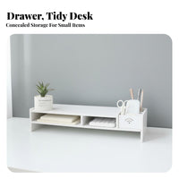 Space-Saving Monitor Stand with Drawer Multi-Functional Monitor Riser with Storage Ergonomic Design for Home Office Users, Dorm Room