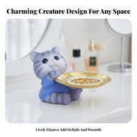 Animal Figurine Tray Multi-Functional Resin Key Holder Bowl Decorative Animal Valet Tray for Gift Enthusiasts, Homeowners, Living Room, Office