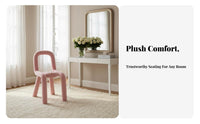 Unique Shape Upholstered Tube Chair Modern Aesthetic Vanity Stool Wavy Backrest Home Furniture Soft & Comfortable for Young Adults, Homeowners, Apartment Dwellers, Bedroom, Makeup Room, Dressing Area, Entryway