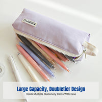 Minimalist Student Doublecompartment Pencil Case, Waterproof Nylon, Large Capacity, Portable Stationery Bag