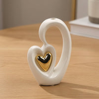 Ceramic Heart Sculpture Elegant Ceramic Heart Ornament Glossy Tabletop Ornament for Entryway Table, Bookshelf, Desk