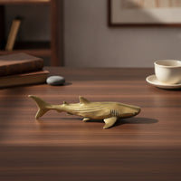 Antique-Style Brass Shark Sculpted Shark Figurine Streamlined Ornament Solid for Collectors