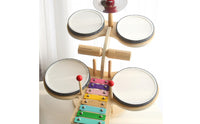 Wooden Toy Drum Set Tabletop Toy Drum Kit Beginner Long-Lasting for Children, Toddlers, Playroom