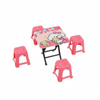 Imaginative Play Miniature Folding Table and Chair Set Realistic Design Cartoon Dollhouse Table Set Great Gift Playhouse Furniture for Children, Playroom