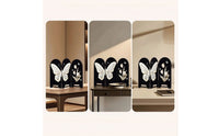 Freestanding Tabletop Screen with Arched Tops Textured Decorative Screen with Floral Relief for Console Table