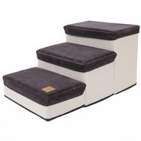Foldable Pet Steps with Storage Non-Slip Bottom Pet Stairs with Storage for Cats
