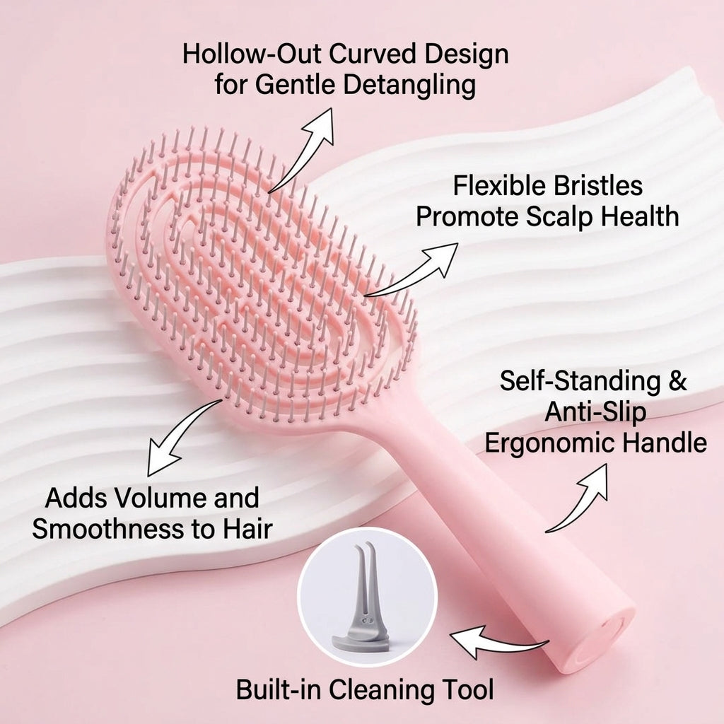 Hair Detangling Brushes for Long Vented Paddle with Air Cushion for Blow Drying, Lightweight Massage