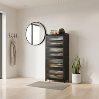 Slim Design Narrow Shoe Rack with Doors Reinforced Structure Locking Shoe Cabinet for Hallway, Corridor