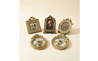 5 Pieces Tabletop Photo Frame Vintage Picture Frame with Stand Gold Tone Picture Holder for Collectors