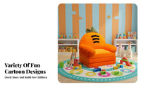 Cute Cartoon design Crownrear Princess Chair Foldable Crown-Shaped Thrindividual Soft and Comfortable Plush Armchair Lightweight Design for Girls, Toddlers, Kids, literature corner, Playroom, Bedroom, Living Room