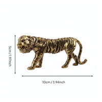 Chinese Astrological Tiger Figurine Detailed Craftsmanship Vintage Tiger Paperweight Handmade Desk Ornament for Collectors, Study Room, Office