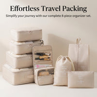 Packing Cubes for Suitcase 8 Set, Travel Organiser with Toiletry Bag, Large Compression Airplane Essentials Backpacking Accessories, Vacuum Organisers
