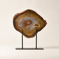 Agate Slice with Metal Stand Minimalist Agate Slice on Stand Modern for Console