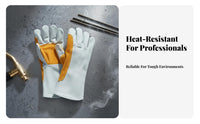 Extended Forearm Protection Metal-Joining Gloves Heavy Duty Leather Metal-Joining Gloves Retardant for Mechanics, Metalworking, Grinding