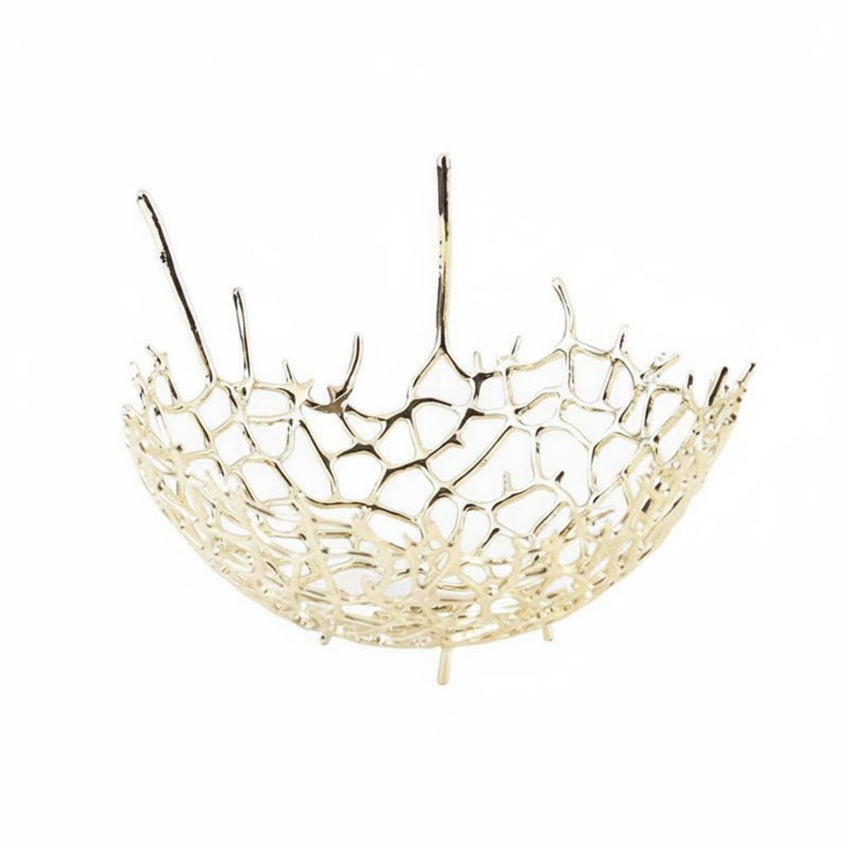Metal Wire Fruit Bowl Breathable opening Design Gold Wire Decorative Bowl Space Saving Household Decor for Living Room
