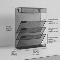5-Tier Wall Mounted File Organizer, Metal Hanging Document Rack for Office Organization, Magazine Holder for Students, Mesh Storage