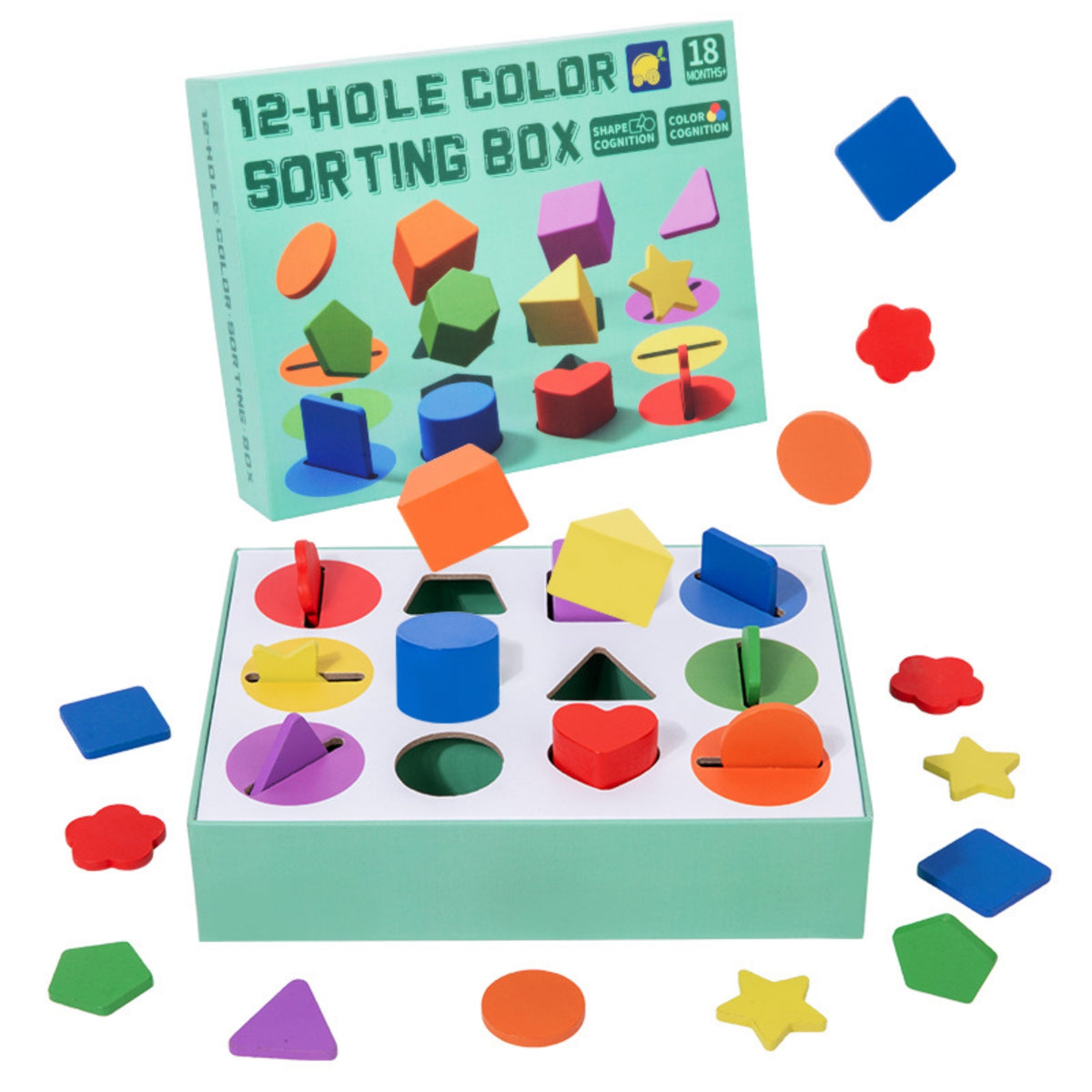 Sorting Box with Geometric Pieces Bright Color Sorting Box Educational Toy Fine Motor Skills Hand-Eye Coordination