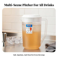 Food Grade Large Capacity Water Jug with Lid Easy Pour Spout Plastic Pitcher with Lid Wide Mouth for Cafe Owners, Kitchen, Home, Restaurants