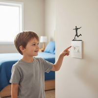 Football Player Silhouette Sticker Self Football Player Silhouette Decal Sports Themed Athlete Kicking Ball Wall Sticker for Kids, Bedroom