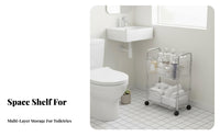 Movable Narrow Space Storage Rack Space-Saving Floor Standing Crevice Shelf Lockable Casters Slim Bathroom Storage Unit Wheels with Brakes for Kitchen, Laundry Room