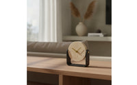 Clock with Metal Stand Decorative Stone Texture Clock Small for Entryway