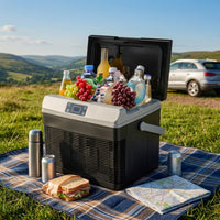 Dual-functionFunction Car Refrigerator with Warmer Compact Portable Refrigerator with Handle Thermoelectric Portable Car Fridge Hard-Sided for Campers, Camping