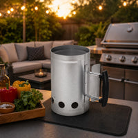 Briquette Chimney Starter Cylindrical BBQ Chimney Starter Zinc Steel for Grilling