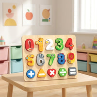 Preschool Wooden Puzzle with Animal Faces Child-Centered Math Puzzle Screennon-Digital Math Learning Board Colorful for Preschoolers, Kids