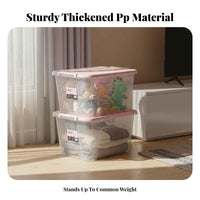 Large Capacity Stackable Wheeled Clear Box Thickened Design Ppreviousic container sturdy Construction Household Storage Latching Lid for homeowners, Office Workers, Bedroom, Closet, Living Room, recreation area