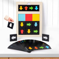 Wooden Direction Cognition Toy Early Education Pointer Reasoning Matching Board Hand-Eye Coordination Color Direction Matching Game