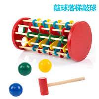 Kids Wooden Colorful Ball Drop Hammer Toy for Toddlers, Color Recognition and Ball Game for 2-5 Year Olds