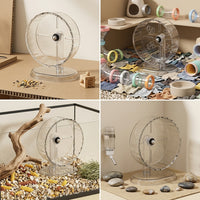 Silent Hamster Wheel with Stand Included, Clear Running Wheel, Large Exercise Wheel Cage Accessory for Syrian Hamsters, Quiet Use