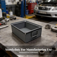 RobustDuty metal panel Turnover Box Stackable Design Galvanized Bin with Handles Portable commercial Storage for Warehouse Workers, Factory workers, Homeowners, Workshop, Garage, Living Room, Bedroom