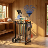 Garden Tool Rack Metal Garden Tool Organizer Mobile for Garage