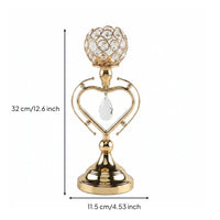 Metal Frame Gold Heart Candle Holder Romantic Design Heart Candle Holder Decorative Centerpiece Party Decor Sparkling Finish for Dinner Table, Hotel, Bar
