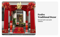 Symbol of Love, Joy & Good Fortune Chinese Wedding Door Decoration Set Festive Atmosphere Traditional Wedding Gate Decor Easy to Assemble Double Happiness Door Decor Romantic Design for Bride and Groom, Newlyweds, Families, Courtyard, Outdoor Events, Wall
