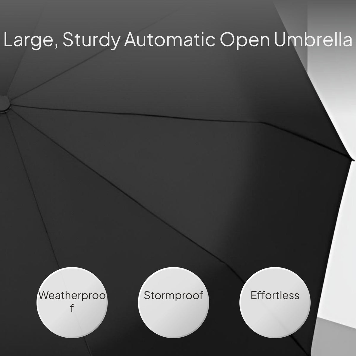 Automatic Windproof Folding Umbrella, 8-Rib Large Cover