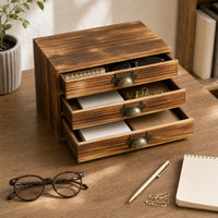 Wooden Tabletop Organizer with Drawers Rustic Tabletop Chest of Drawers Desktop Cabinet Vintage Drawer Organizer Farmhouse