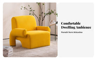 Retro Flair Upholstered Reading Chair Designer Design Arched-Base Armchair Luxurious Upholstery Indoor Furniture Minimalist Design for Apartment Dwellers, Young Adults, Homeowners, Living Room, Bedroom, Home Pale Ice, Small Space