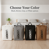 Foldable Canvas Laundry Hamper with Handles, Collapsible Storage Basket for Clothes, Toys, and Home Organization