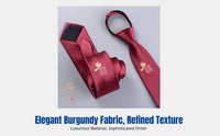 Chinese Style Red Tie, Double Happiness Symbol, Easy to Wear, Wedding Groom, Festive Necktie