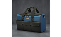 Pair Handles Rectangular Tool Bag Front Pockets Zippered Tool Bag Blue and Black Work Gear Carrier Portable for Worksite, Job Site