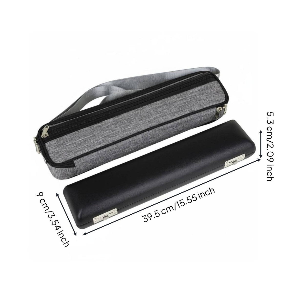16-Hole Flute Case Set Shoulder Strap Flute Hard Case with Gig Bag Padded Lining Musical Instrument Accessory for Flutists
