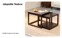 2 Pieces Space-Saving Square Nesting Table Set Modern Design Nesting Square Tables Combinable Design Living Room Furniture Multi-Functional for Apartment Dwellers, Homeowners, Small Areas, Lounge Area, Home Office, Balcony