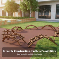 Carbonized Wood Toy Blocks Mortise and Tenon Design Carbonized Wood Blocks Sensory Training Interlocking Construction Logs for Preschoolers, Backyard