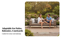 4 Pieces Waterresistant 4-Piece Wicker Sofa Set sun-resistant Outdoor Furnishing Woven design Patio Group All-Weather for Families, Homeowners, Adults, Balcony, Garden, spineyard, waterside