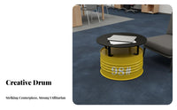 Oil Drum Table and Chair Set Utilitarian Aesthetic Cafe Seating Retro Aesthetic Space-Saving Size for Interior Designers