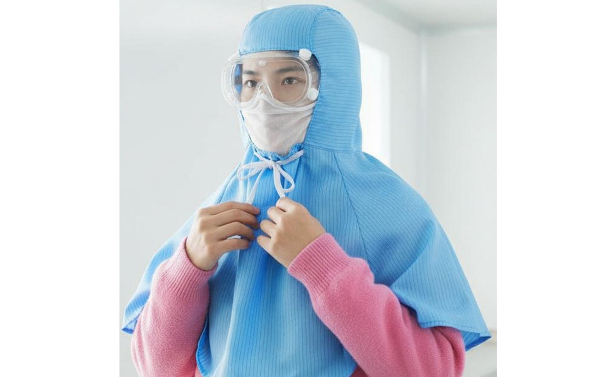 Anti Hood Breathable Dust Resistant Cape Hat Machine Washable Cleanroom Hood for Factory Workers, Cleanrooms, Food Processing Plants, Laboratories