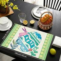 Easter Placemat Decorative Bunny and Egg Kitchen Dining Mat Non-Slip Bunny Table Mat Spring Table Decoration for Indoor Holiday Party Decor